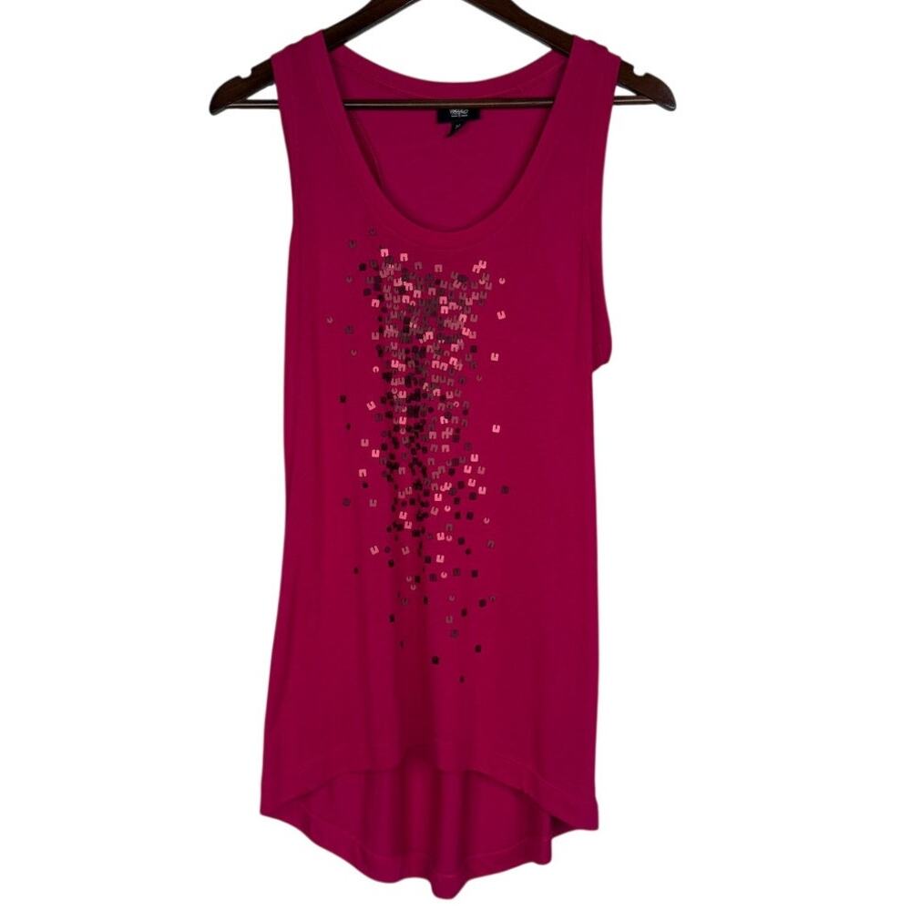 Mossimo Sleeveless Tunic Sequins Lightweight Tank Top Blouse M Fuchsia Pink - Picture 11 of 15
